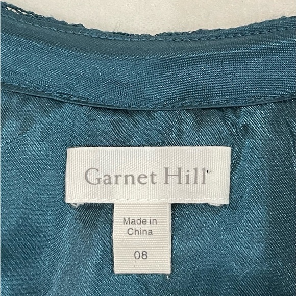 Garnet Hill Blue Sheath Dress with 3/4 Bishop Sleeves and Scoop Neck - Picture 11 of 11